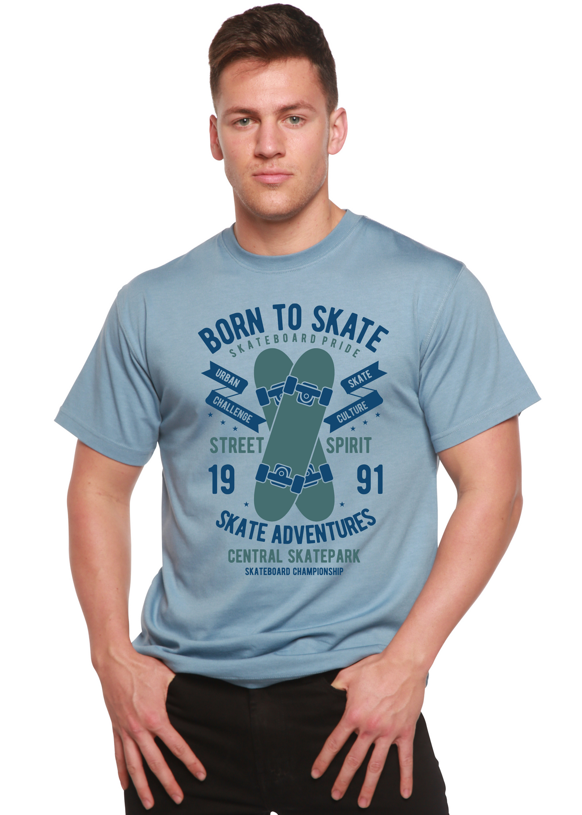 Born To Skate Men's Bamboo Viscose/Organic Cotton Short Sleeve Graphic T-Shirt