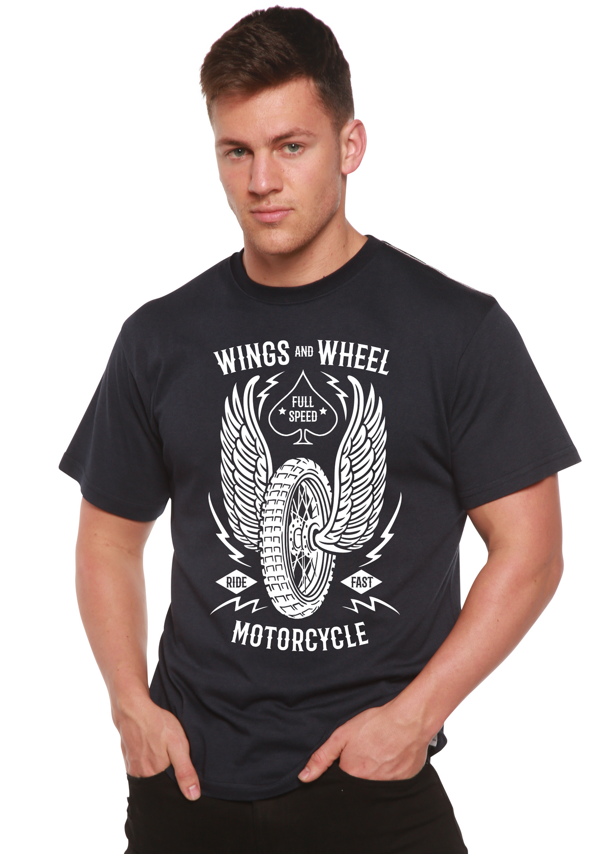 Wings And Wheel Spun Bamboo® Men's Bamboo Viscose/Organic Cotton Short Sleeve Graphic T-Shirt