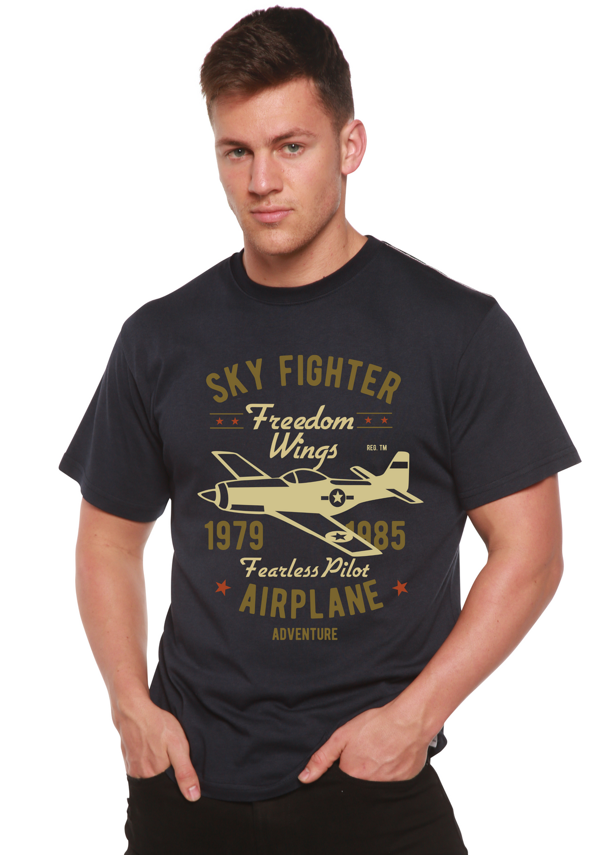 Sky Fighter Spun Bamboo® Men's Bamboo Viscose/Organic Cotton Short Sleeve Graphic T-Shirt