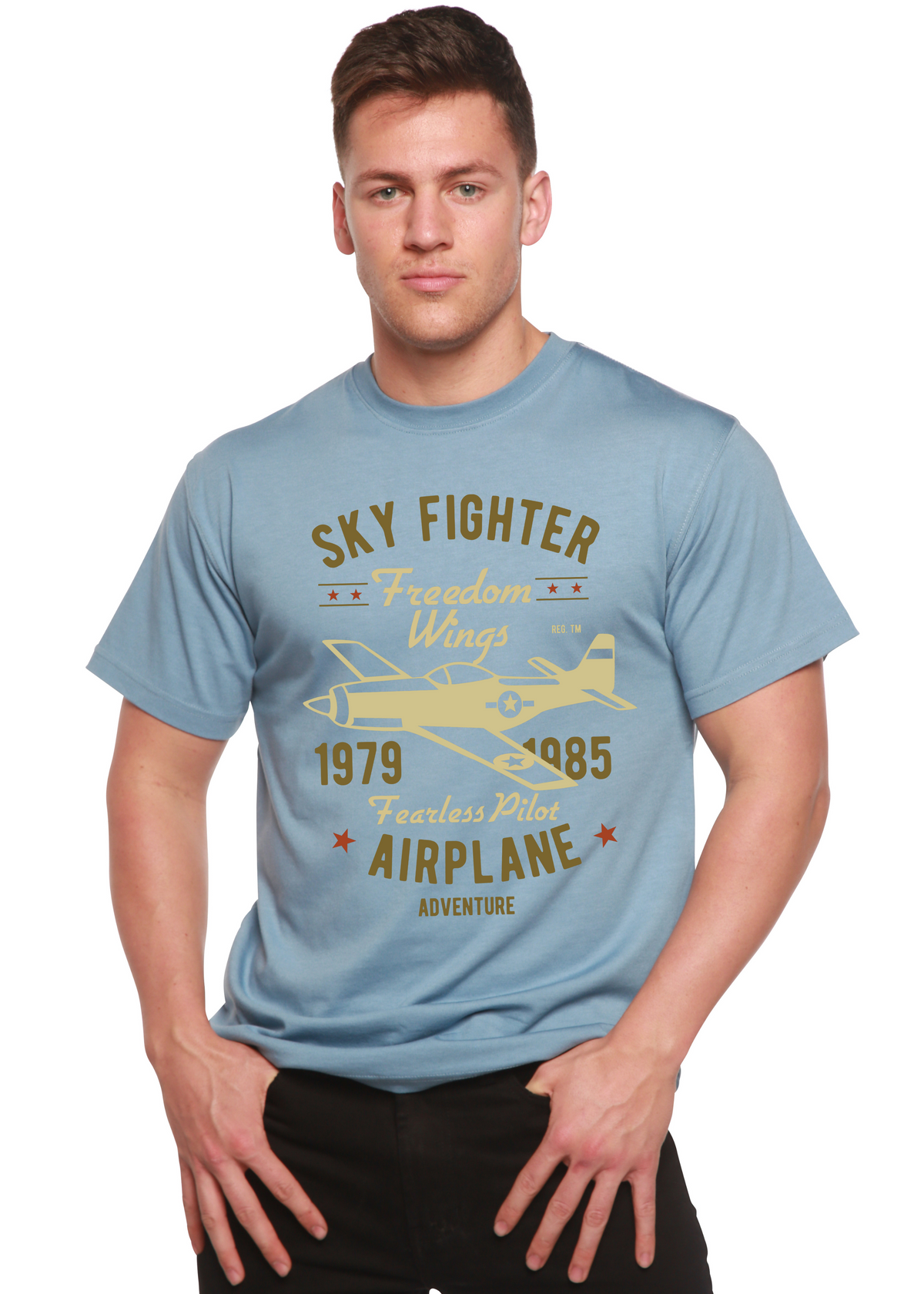Sky Fighter Spun Bamboo® Men's Bamboo Viscose/Organic Cotton Short Sleeve Graphic T-Shirt
