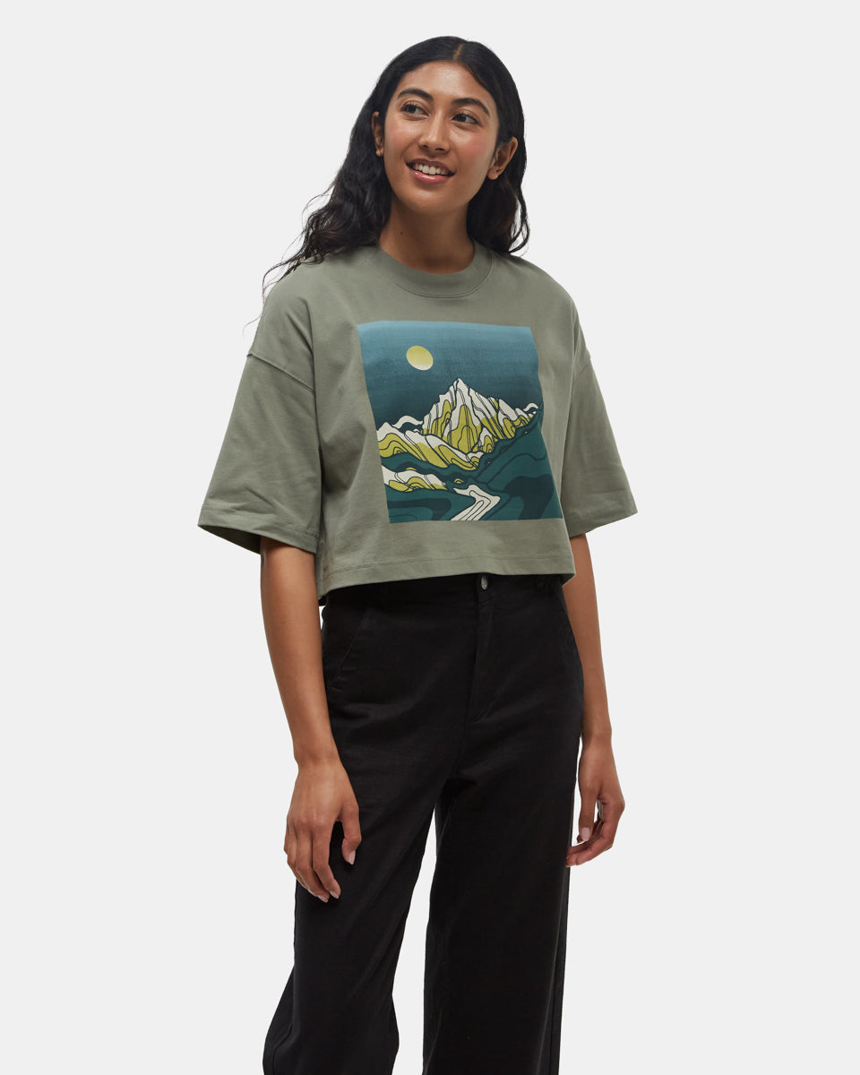 Emerald Edge Oversized Crop T-Shirt