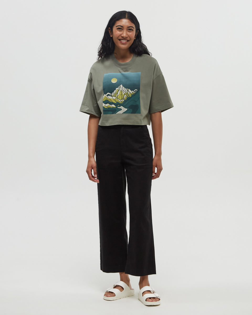 Emerald Edge Oversized Crop T-Shirt