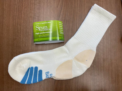 High Performance Crew Bamboo Viscose Socks – Natural with Blue Padding, 5-Pack