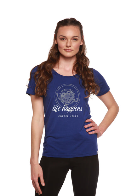 Life Happens Printed Women's Bamboo/Cotton Short Sleeve Scoop Neck T-Shirt