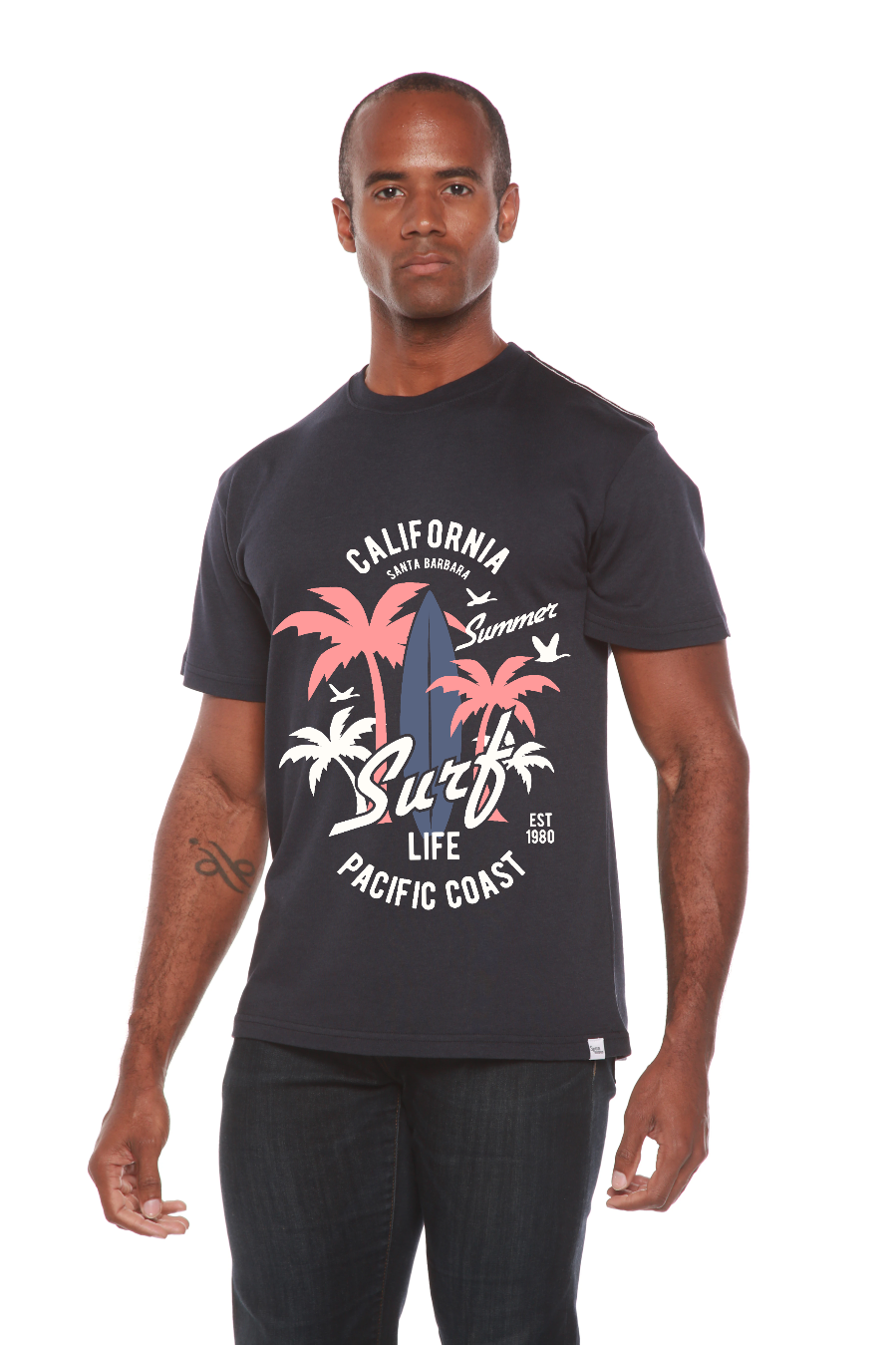 California Surf Men's Bamboo Viscose/Organic Cotton Short Sleeve Graphic T-Shirt