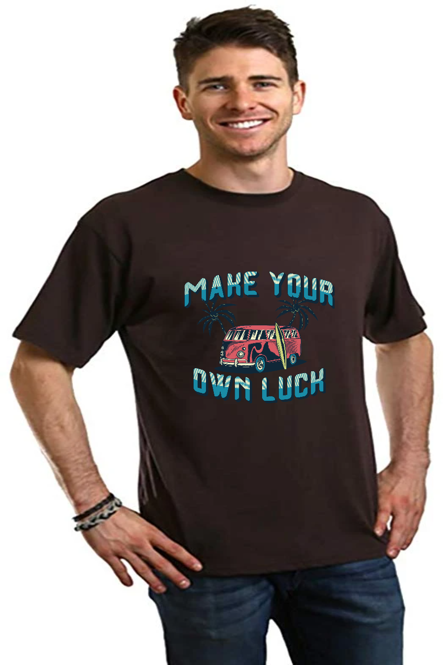 Make your own luck Men's Bamboo Viscose/Organic Cotton Short Sleeve Graphic T-Shirt